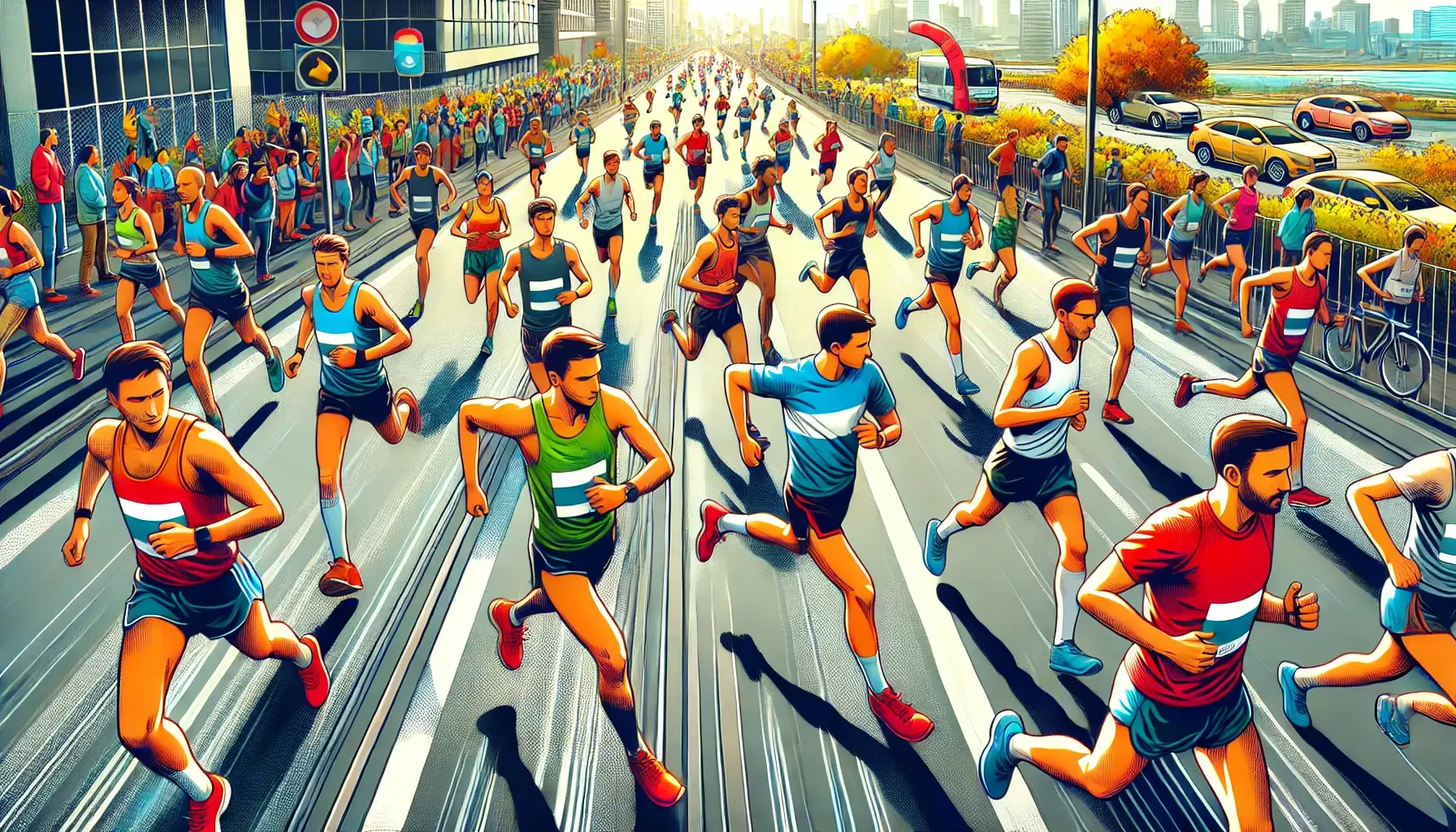 corrida de rua no primeiro quilometro